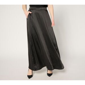 by Stacy London Women's Petite Skirt 1XP Pull-On Satin Maxi Black A682302